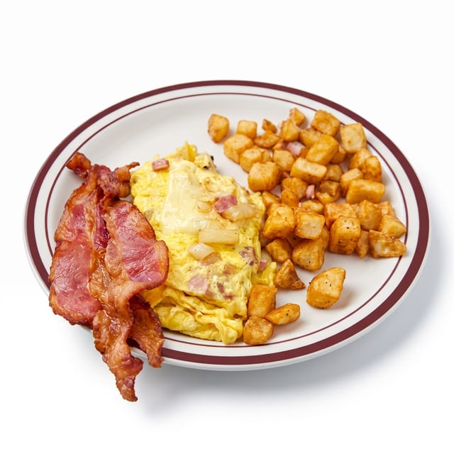 2 Eggs and Ham Steak.