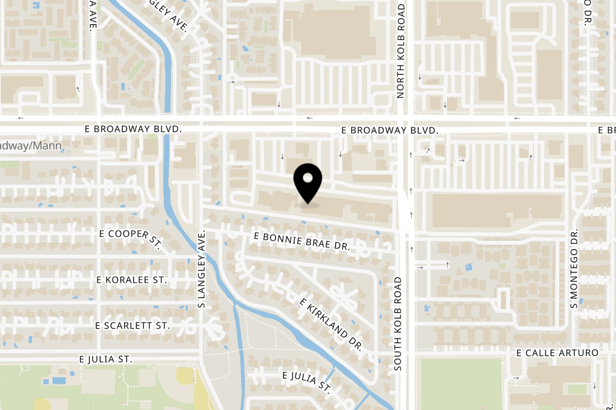 Map showing the location of Biscuits Country Cafe on 7026 E Broadway Blvd in Tucson